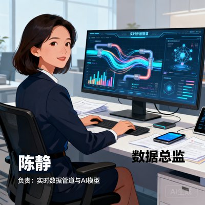 数据总监陈静，负责实时数据管道与AI模型